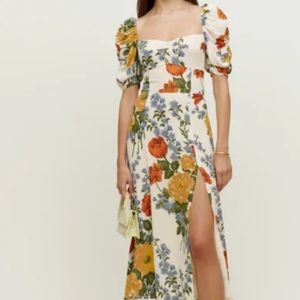 Reformation authentic bandit dress formosa floral red white green size 10